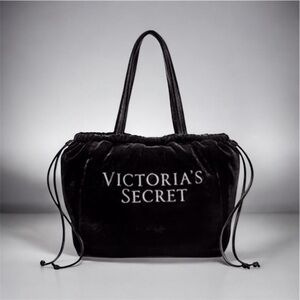 Brand new with tags Victoria's Secret Black Velvet Drawstring Tote